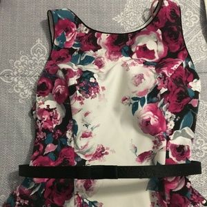 White House Black Market Floral Blouse with belt